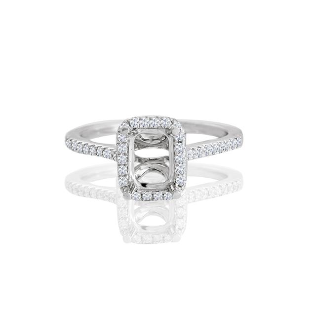 Nancy Emerald Halo Engagement Ring