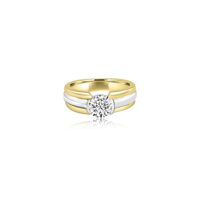 Felicia T-Tone Half Bezel Solitaire Ring Engagement Ring