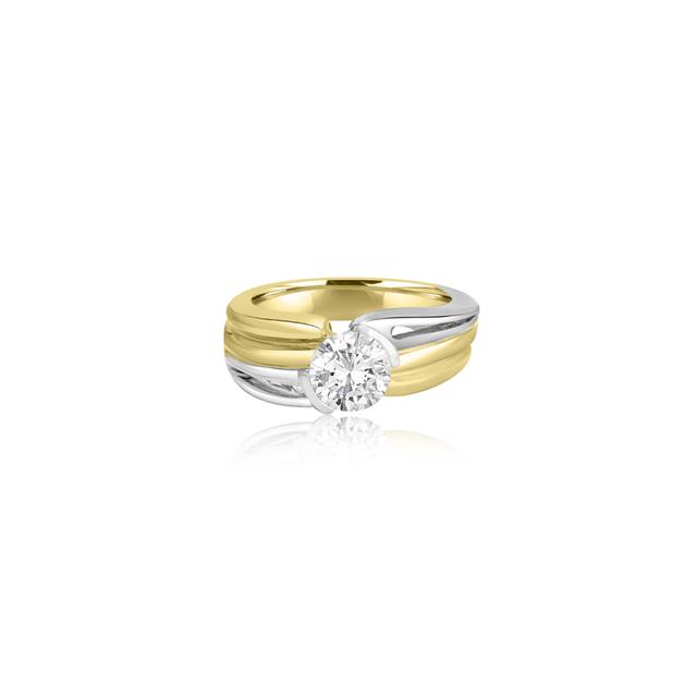 Bronte Half Bezel Round Solitaire Engagement Ring