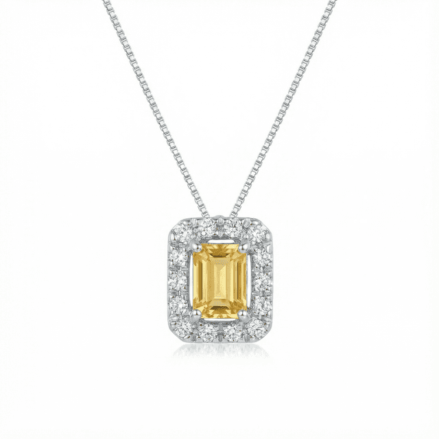Fathia Rectangular Cubic & Yellow Necklace