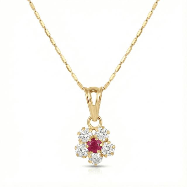 Ghariba Cubic Ruby Floral Necklace
