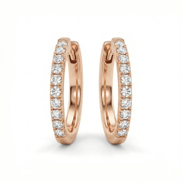 Rose Gold Diamond Hoop Earrings