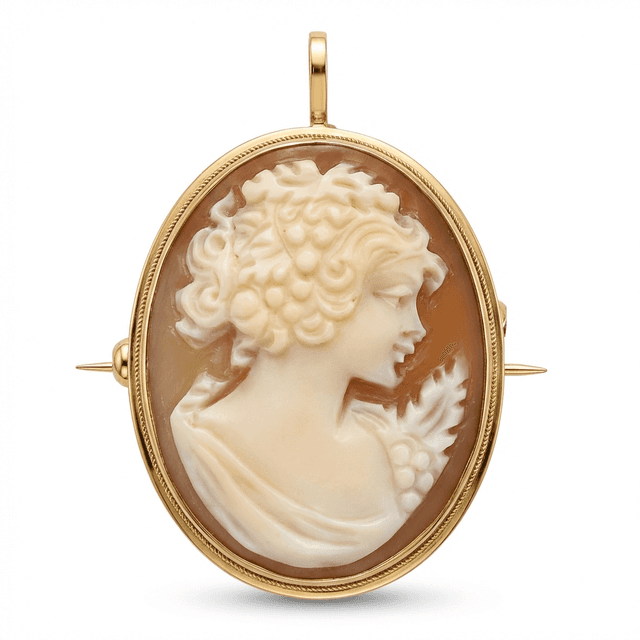 Eloveer Coral Cameo Lady Brooch