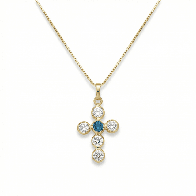 Aqua Round Diamond Necklace