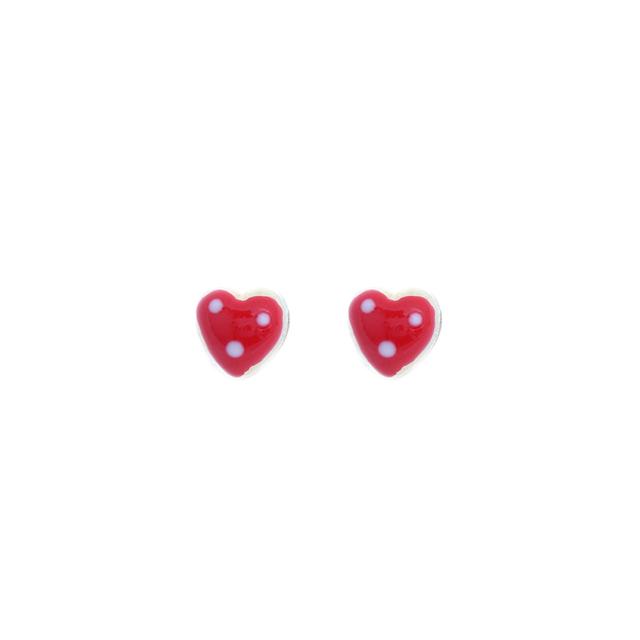 Ambreen Puffed Heart Red Earrings
