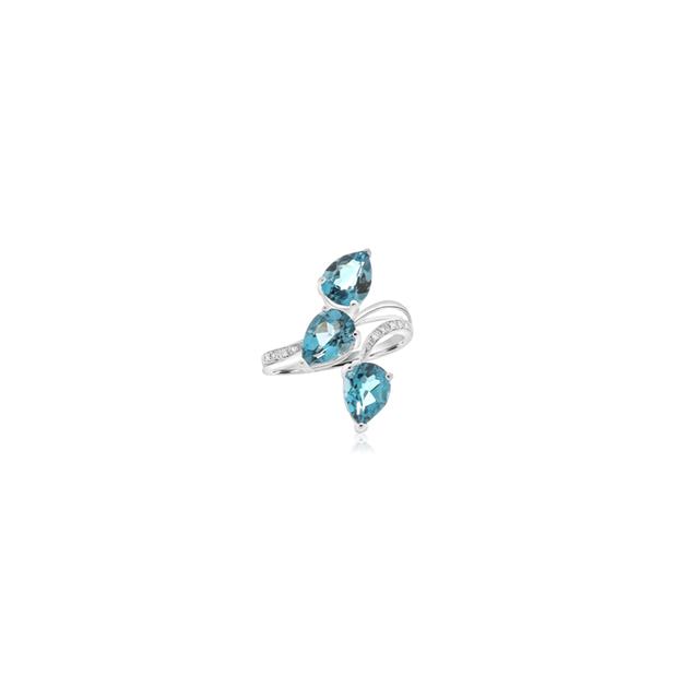 Umaya Triple Pear Blue Topaz Ring