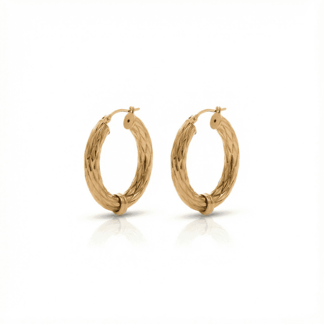 Baani Fancy Textured Hoop Earrings