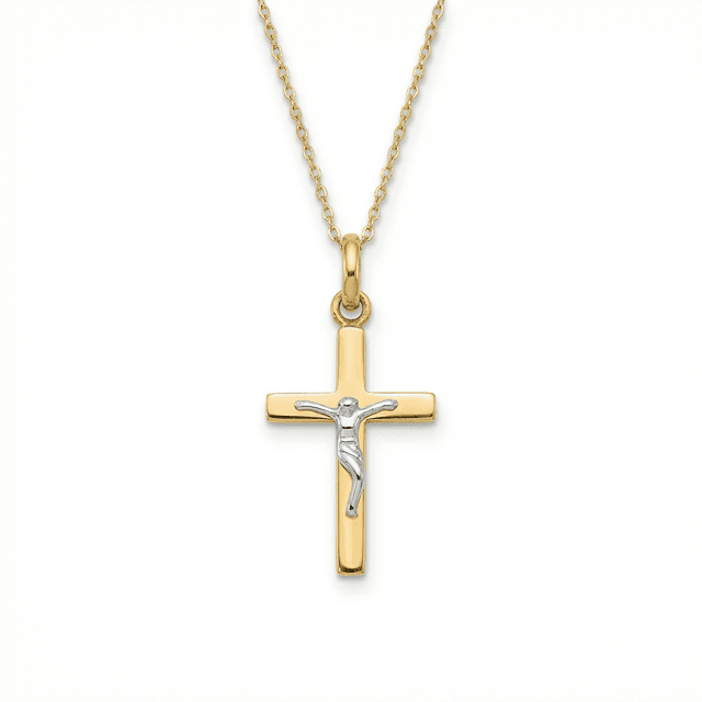Baby Two Tone Jesus Cross Necklace