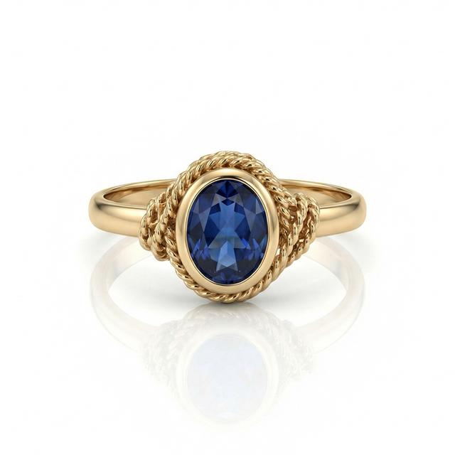 Elvisha Vintage Oval Blue Sapphire Ring